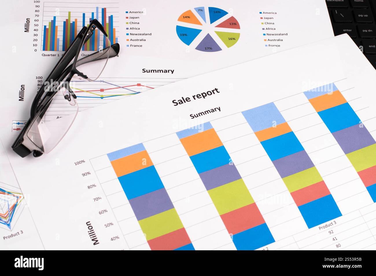 rapporto grafico aziendale, documento aziendale Foto Stock