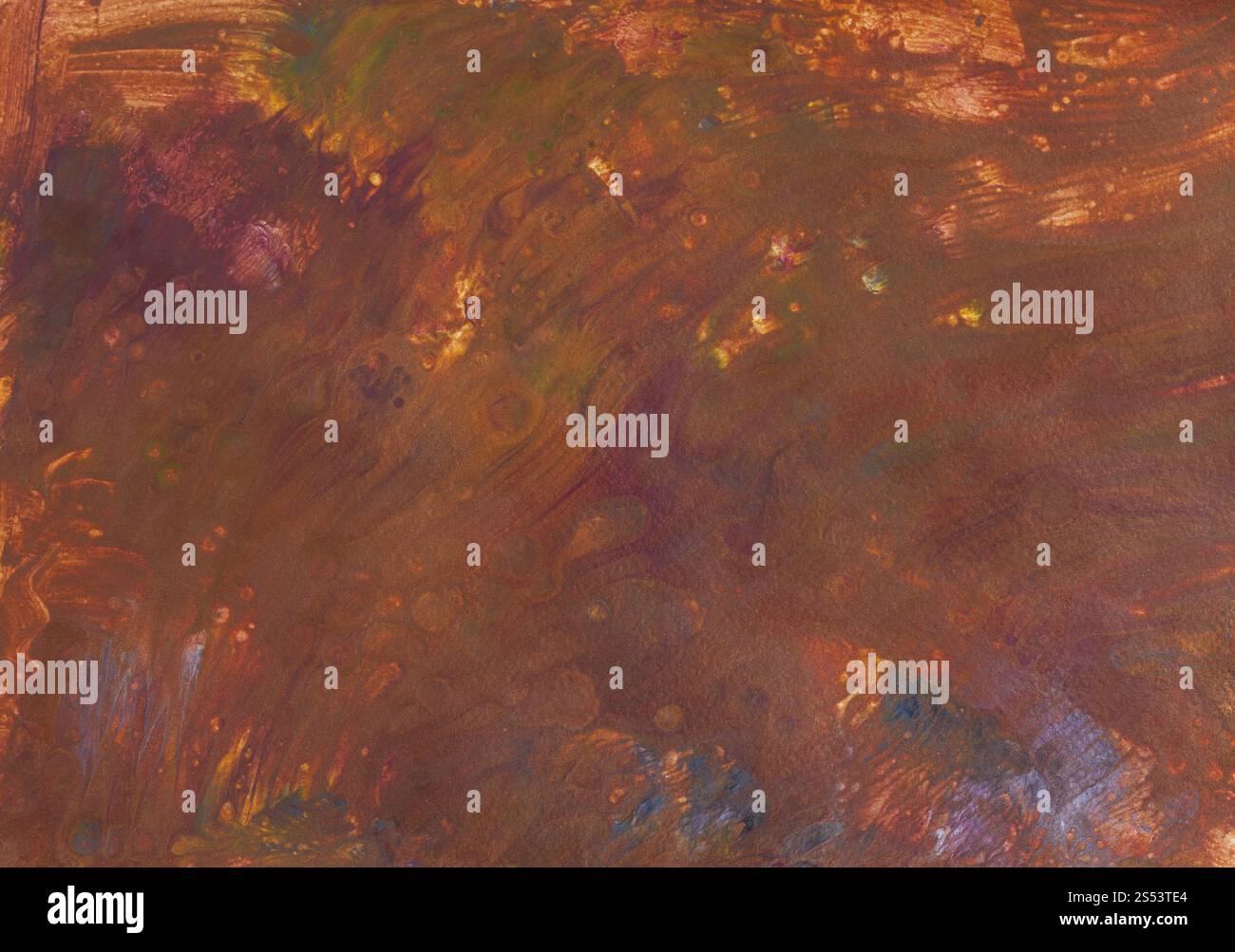 Foto astratte dipinte a mano il fluido in flusso acrilico tecnica di verniciatura mediante vernici di colore marrone su carta Foto Stock