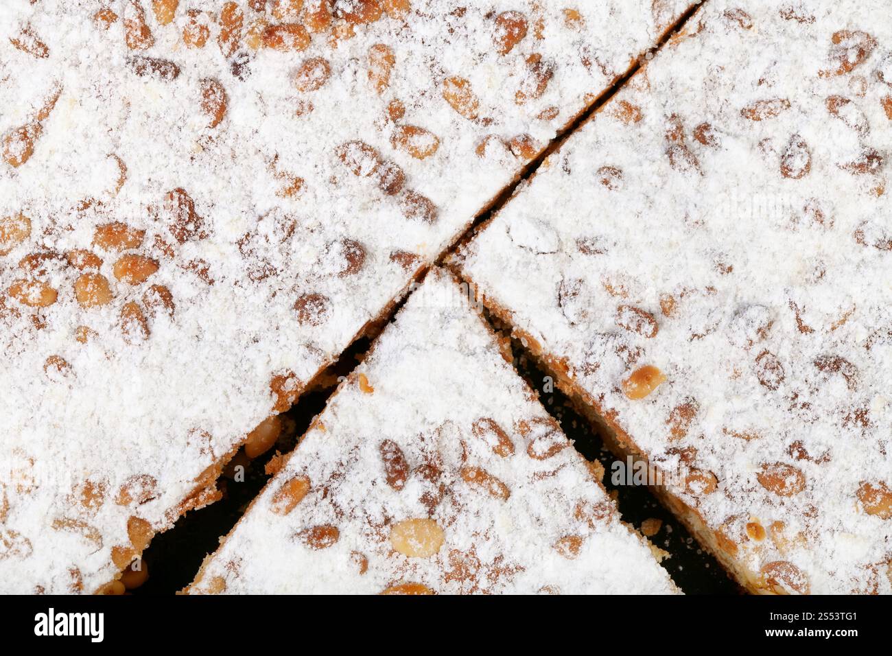 Superficie di italiano di pinoli torta close up Foto Stock