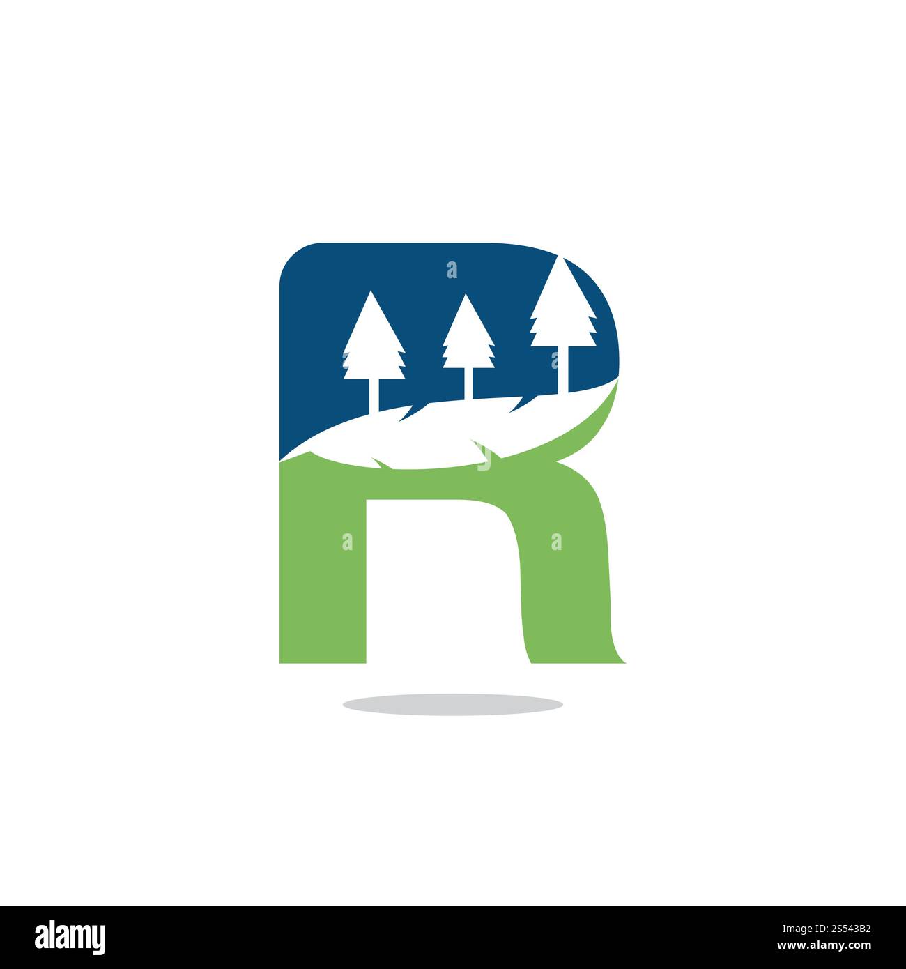 Design del logo Letter R con icona del paesaggio naturale. Foto Stock
