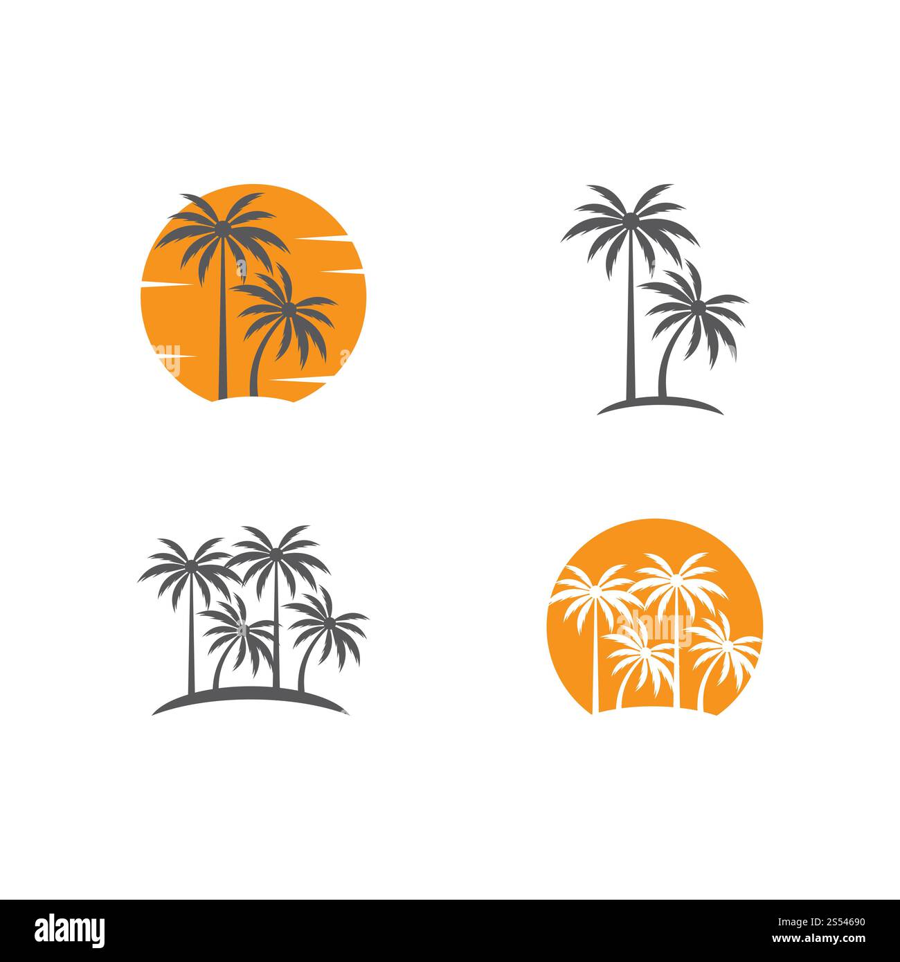 Palm tree estate modello logo illustrazione vettoriale Foto Stock
