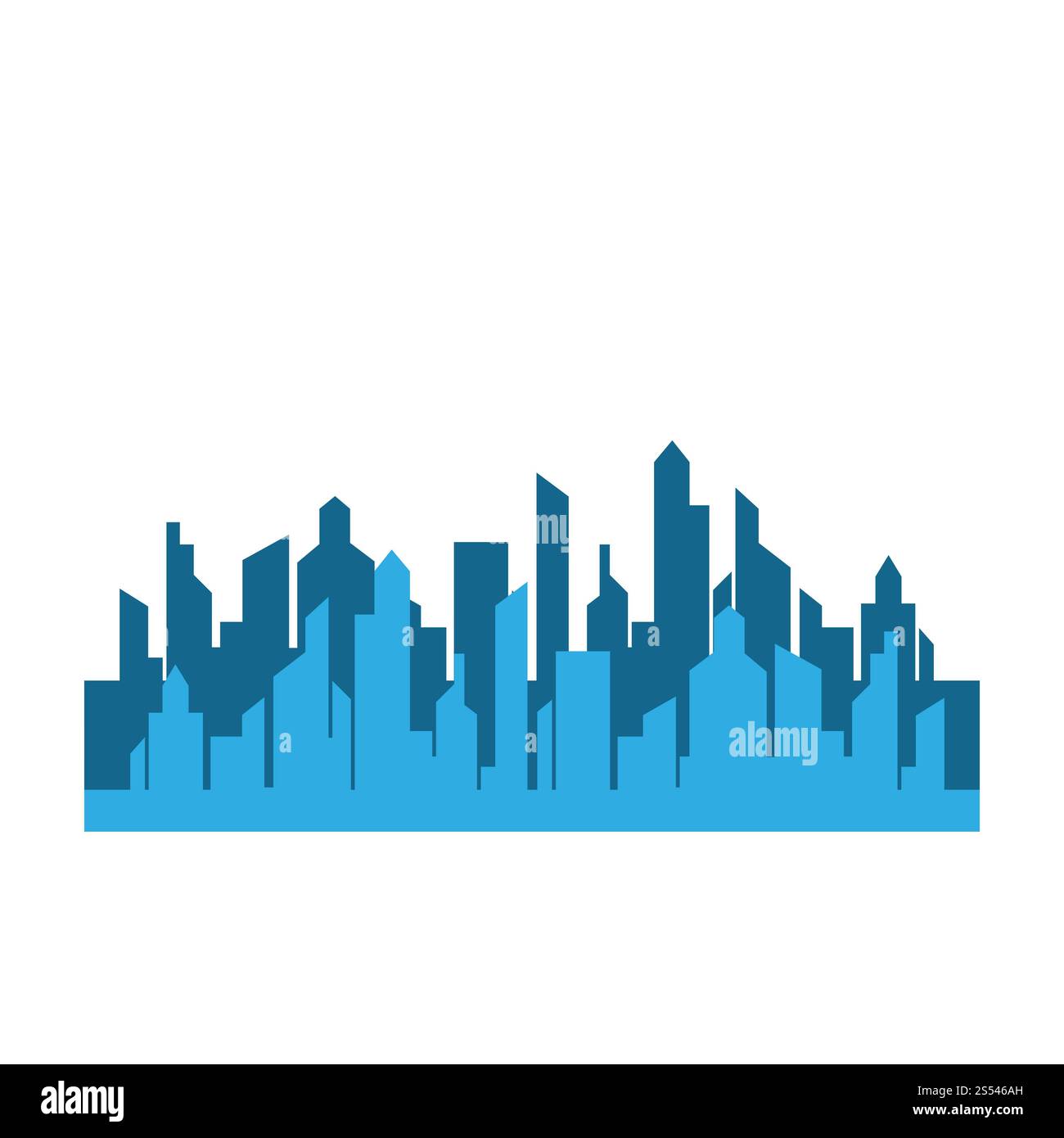 Skyline della città, illustrazione vettoriale della silhouette della città in design piatto Foto Stock
