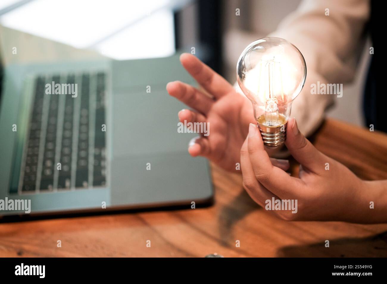 Idea risparmio monete con lampadina per investimento idea concetto e innovazione Foto Stock