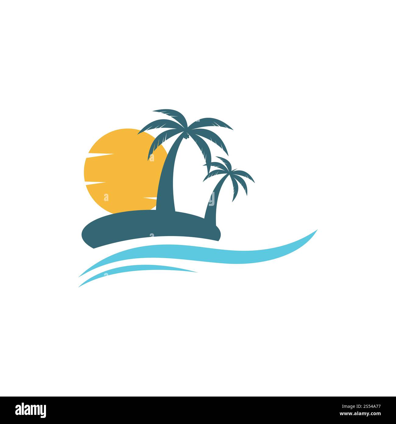 Palm tree estate modello logo illustrazione vettoriale Foto Stock