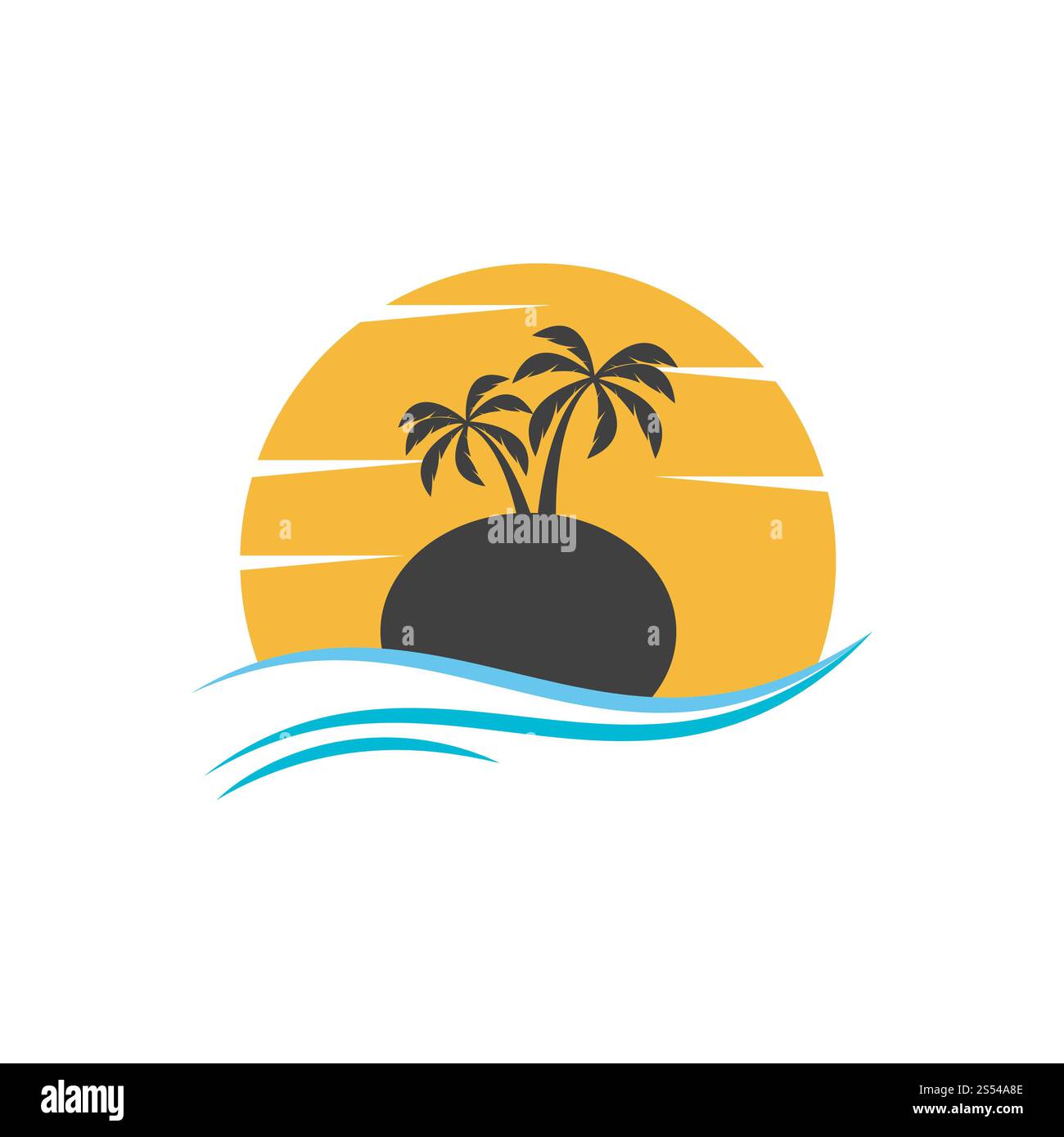Palm tree estate modello logo illustrazione vettoriale Foto Stock