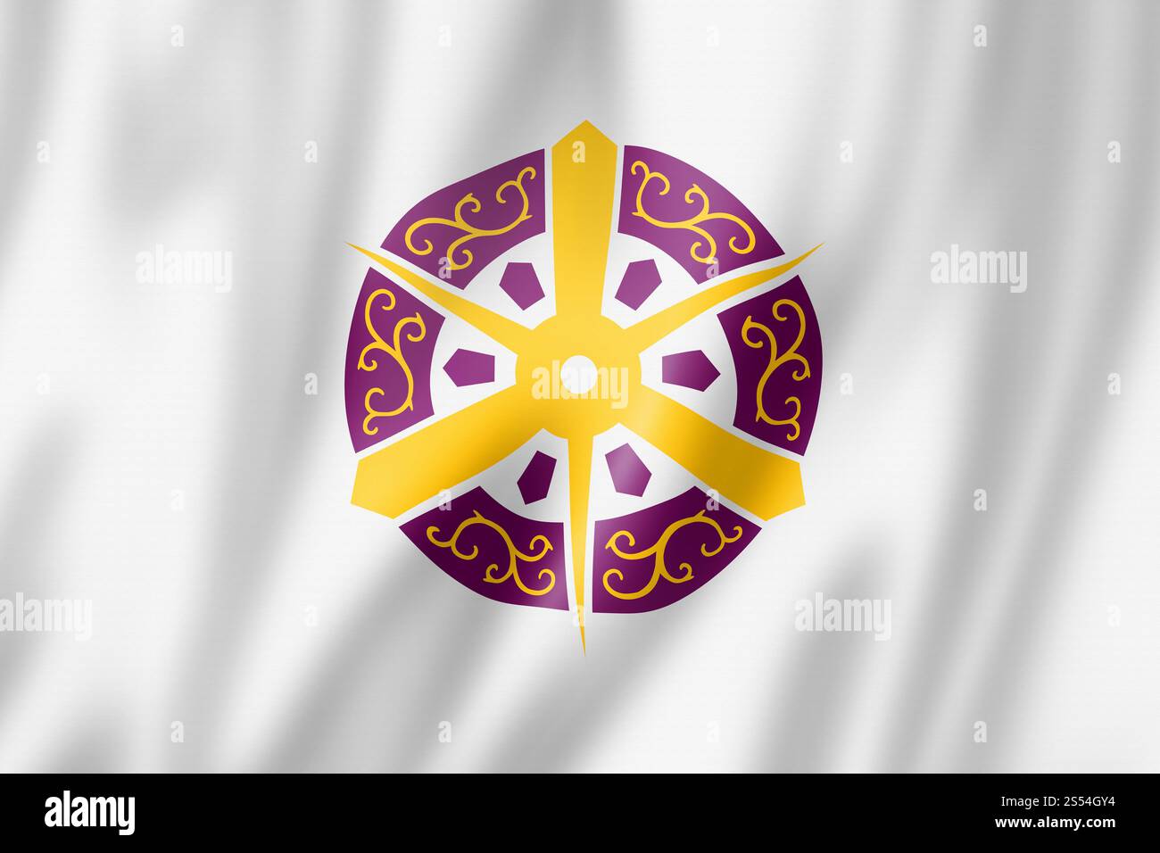 La città di Kyoto sventolando bandiera, Giappone. Illustrazione 3D. Bandiera della città di Kyoto, Giappone Foto Stock