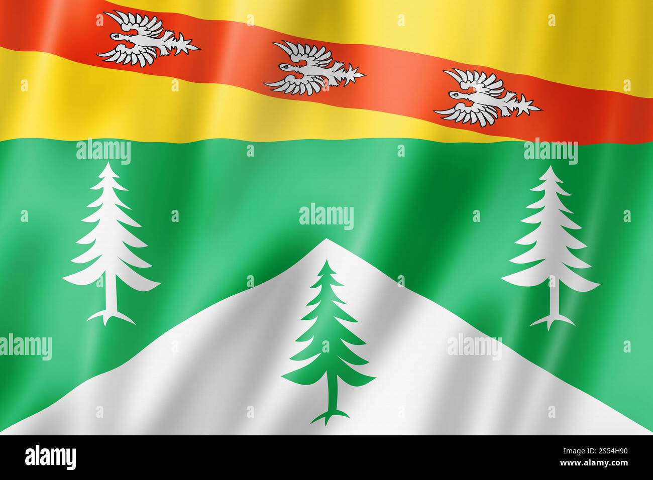 Bandiera della contea di Vosges, collezione di striscioni in Francia. Illustrazione 3D. Bandiera della contea di Vosges, Francia Foto Stock