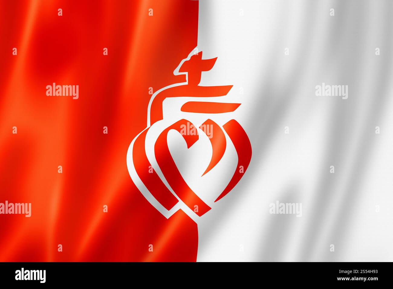 Bandiera della contea di Vendee, collezione di striscioni ondulati in Francia. Illustrazione 3D. Bandiera della contea di Vendee, Francia Foto Stock