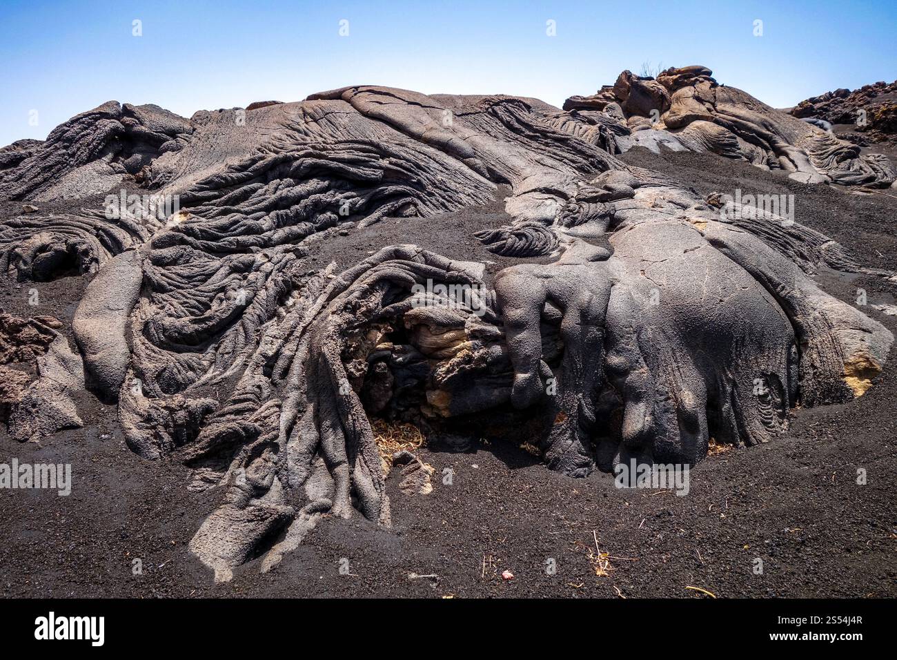 Dettaglio del flusso di lava sul vulcano Pico do Fogo, Capo Verde, Africa. Dettaglio del flusso di lava su Pico do Fogo, Capo Verde Foto Stock