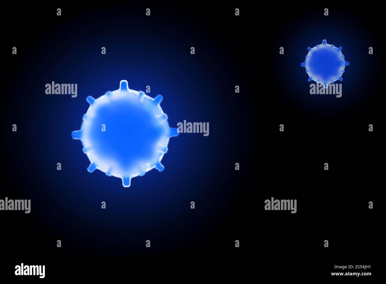 Influenza del coronavirus pericolosa Covid-19 Coronavirus cellula del virus Covid-19 sfondo del coronavirus disegnato a mano Foto Stock