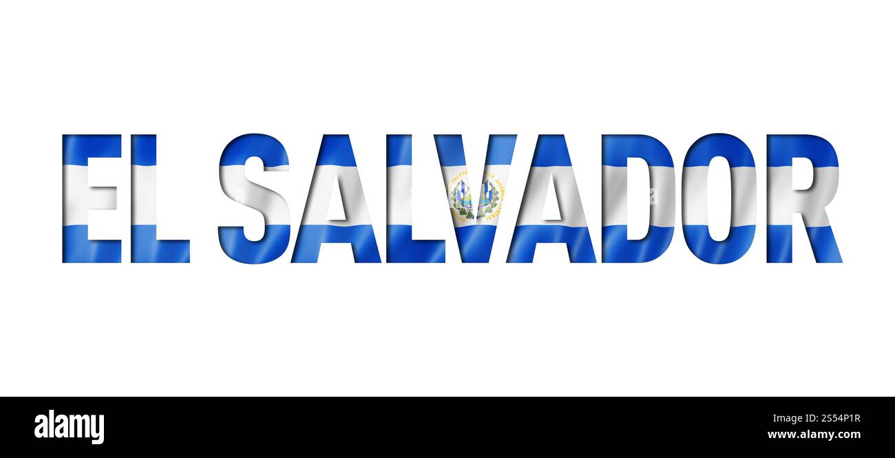 Font testo flag salvadoregno. Sfondo simbolo El Salvador. Font testo flag salvadoregno Foto Stock