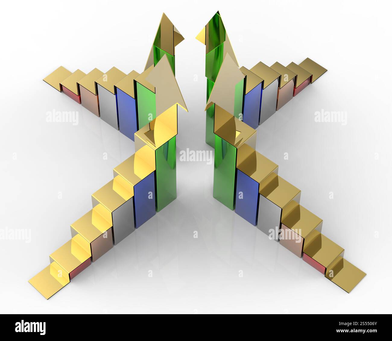 Business barra grafico crescita su sfondo bianco Foto Stock