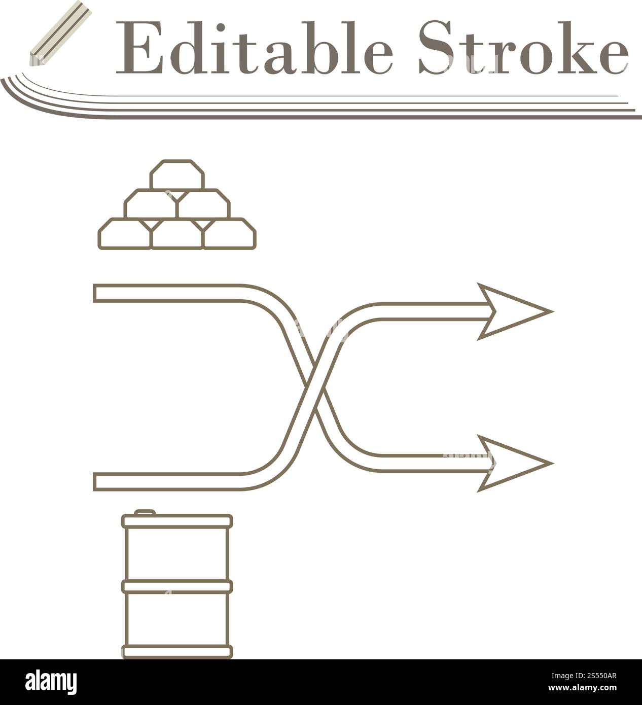 Oro e petrolio il grafico di confronto icona. Corsa modificabile Design semplice. Illustrazione Vettoriale. Illustrazione Vettoriale