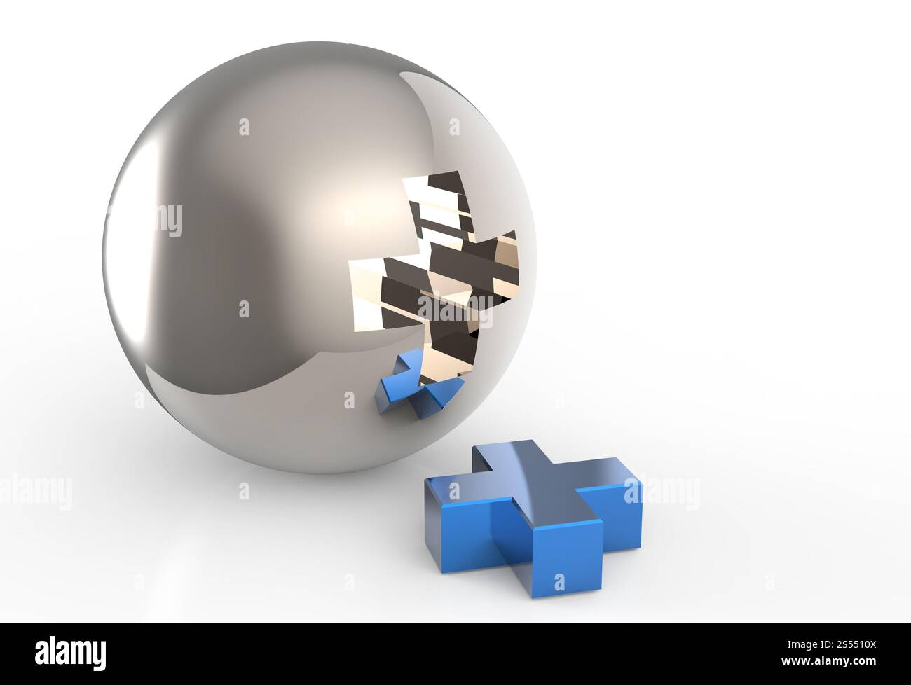 Medico scienziato mano virtuale mostra primo segno di aiuto in laboratorio Foto Stock