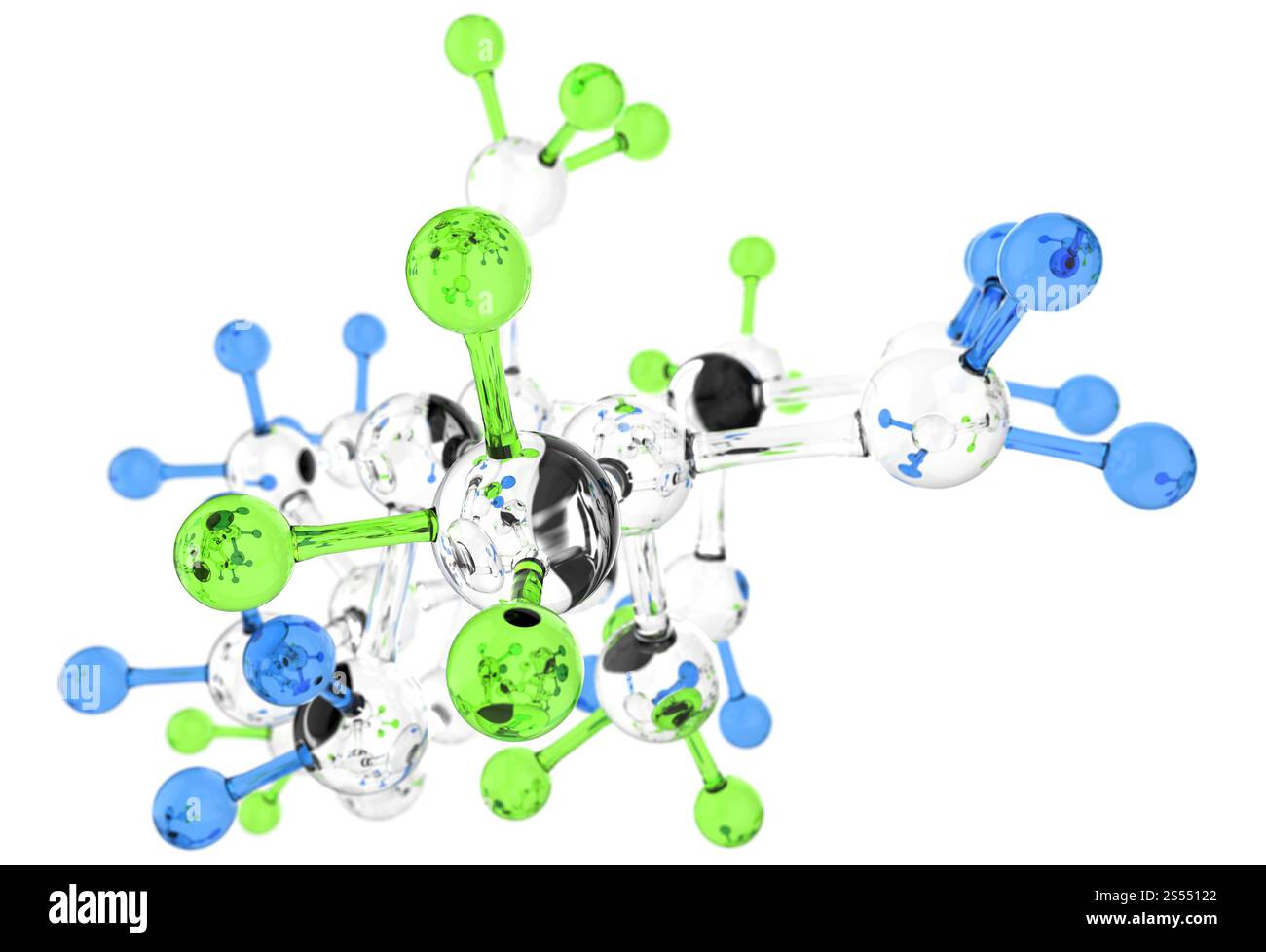 Vetro di molecola 3d colori su sfondo bianco Foto Stock