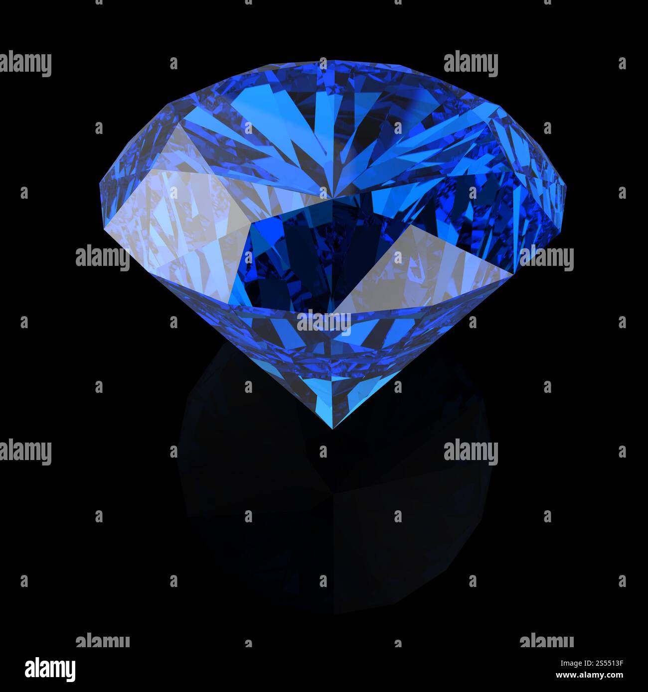 I diamanti blu su sfondo nero Foto Stock