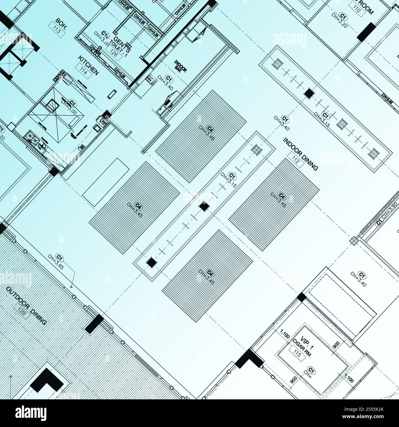 Blue stampa parte del progetto architettonico Foto Stock