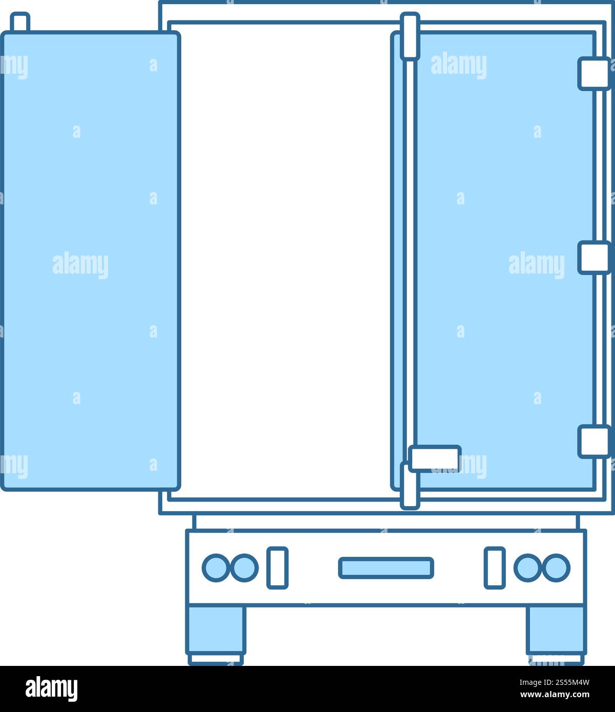 Camion rimorchio vista posteriore icona. Linea sottile con riempimento blu Design. Illustrazione Vettoriale. Illustrazione Vettoriale
