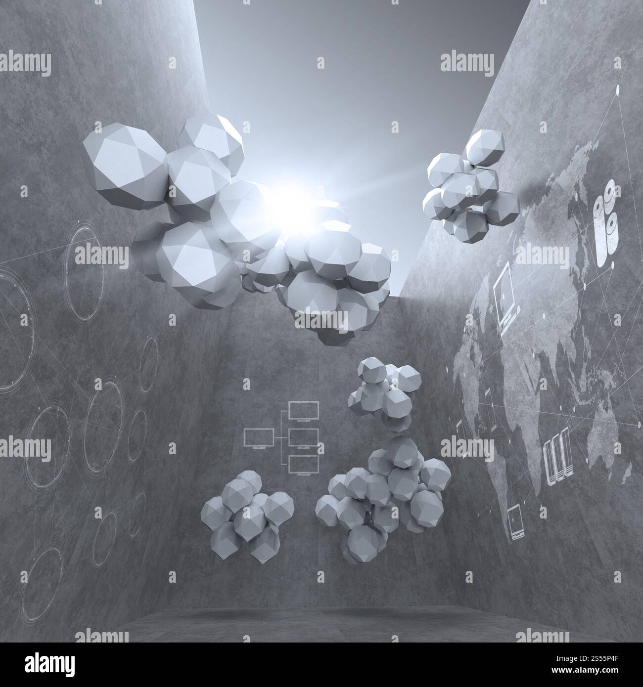 Abstract design 3d per il cloud networking computer come concetto Foto Stock