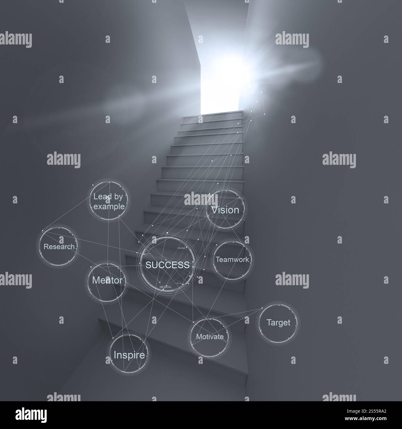 3d scala astratta di successo come il concetto di business Foto Stock