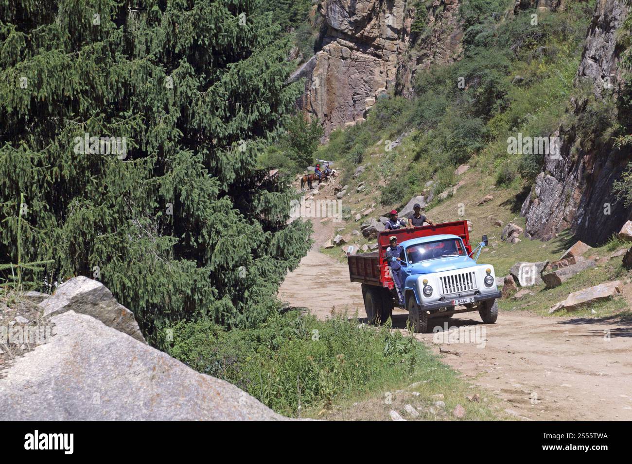 Grigorievka Gorge nei monti Kungei-Alatoo, Yssykkoel, Kirghizistan, Asia Foto Stock