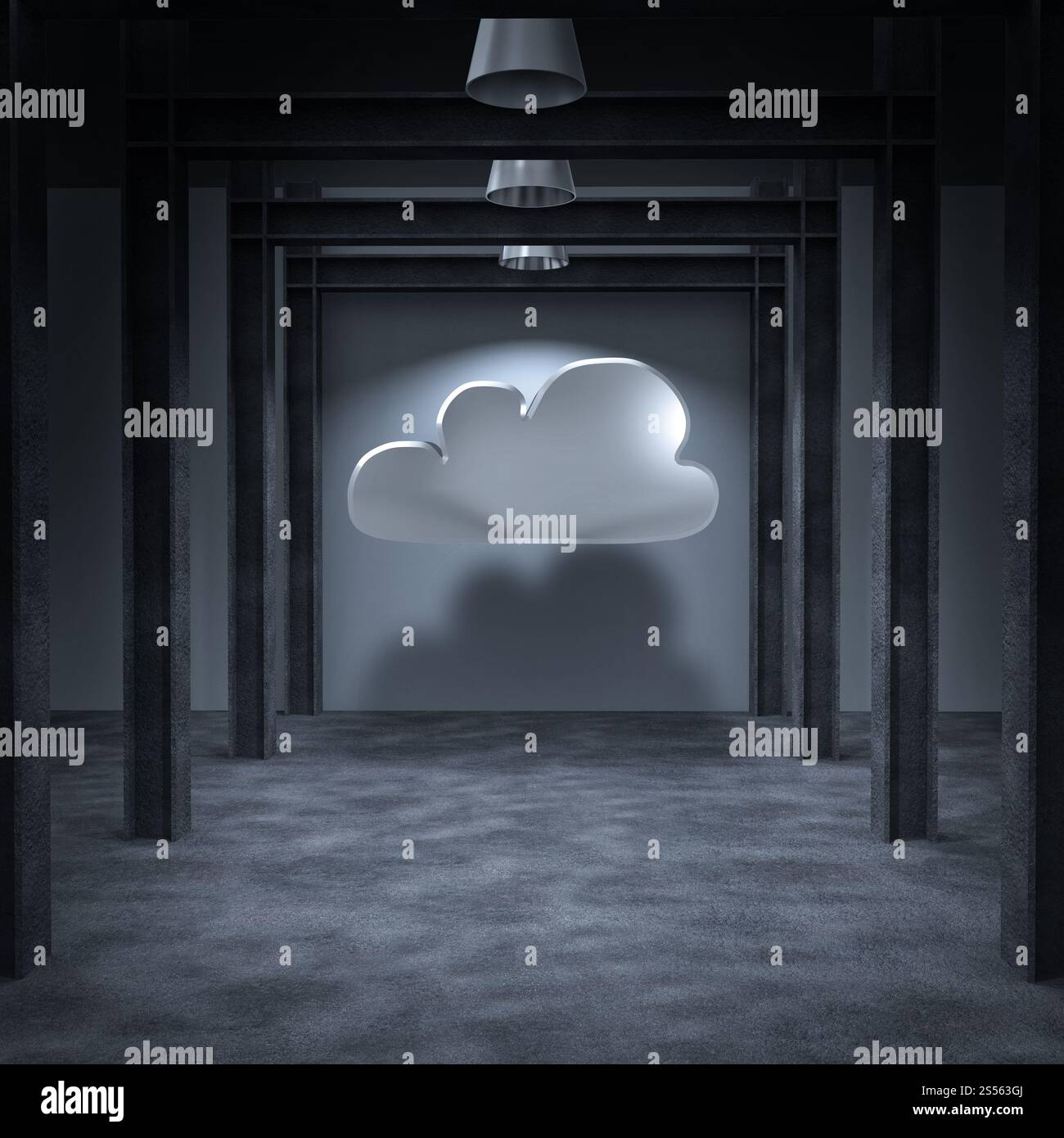 Abstract 3d gallery design per il cloud networking computer come concetto Foto Stock