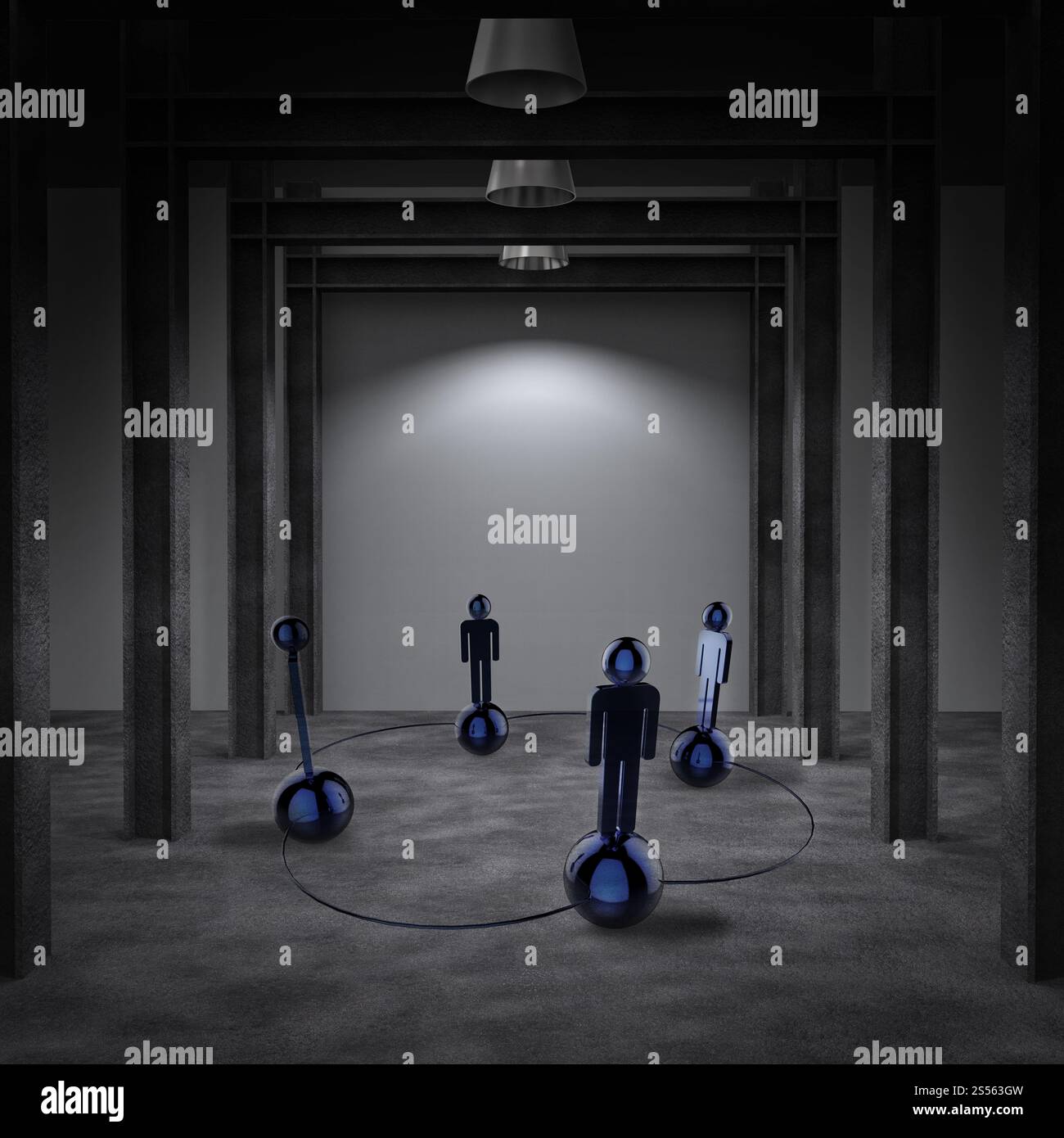 3d acciaio inossidabile human social network come concetto Foto Stock