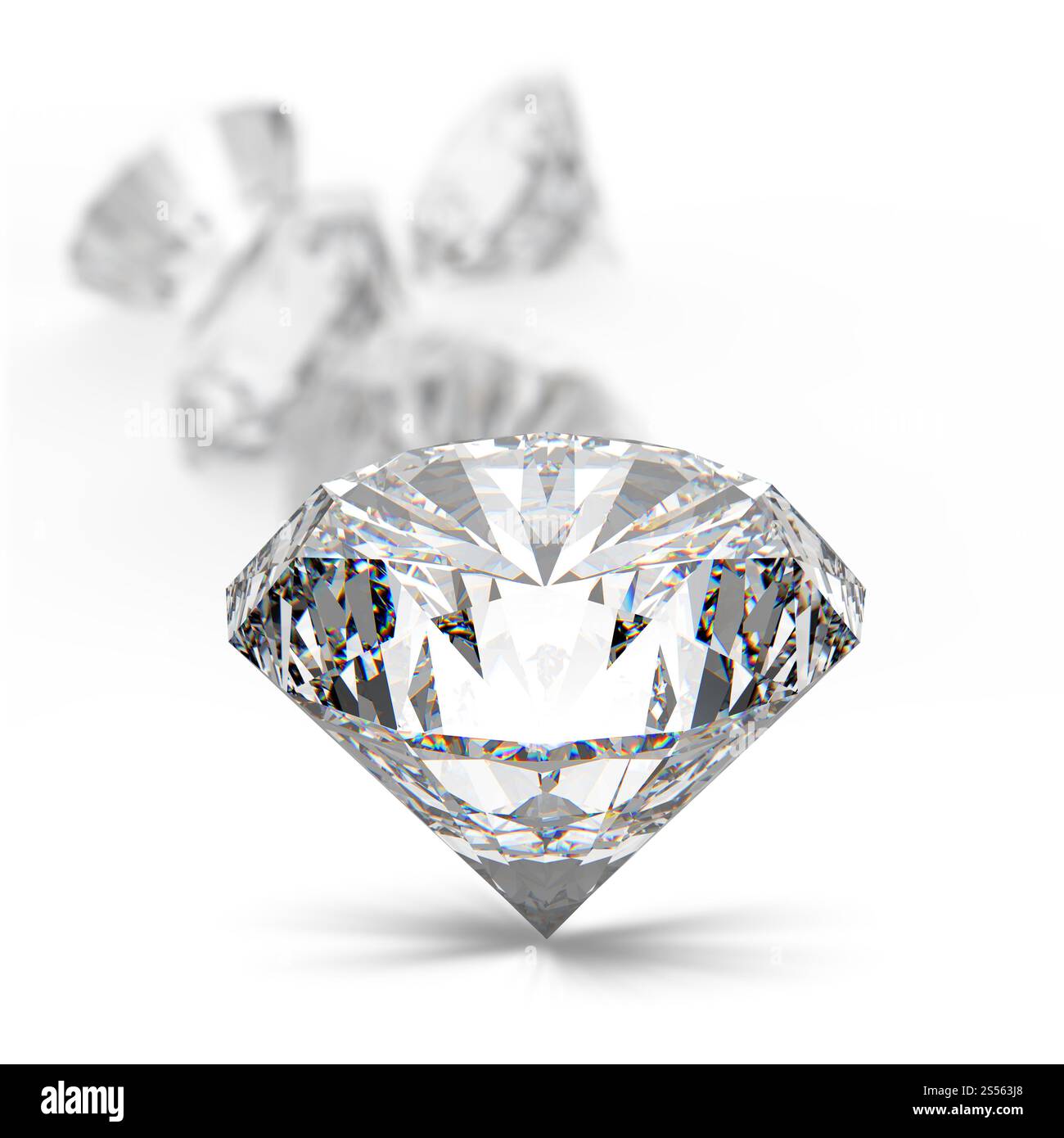 Diamanti isolato su bianco modello 3d Foto Stock