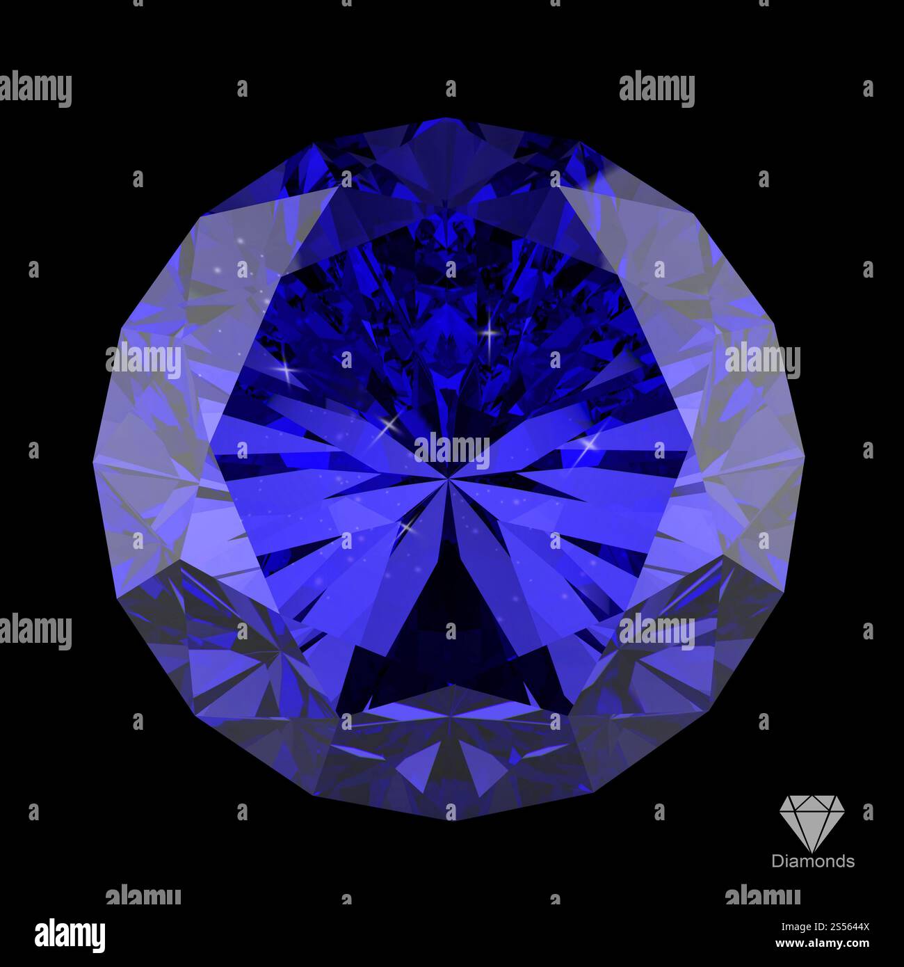 3d diamante sulla superficie nera Foto Stock