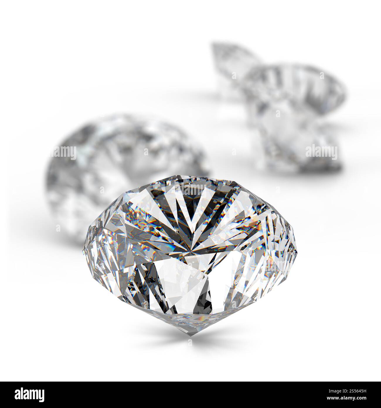 Diamanti isolato su bianco modello 3d Foto Stock