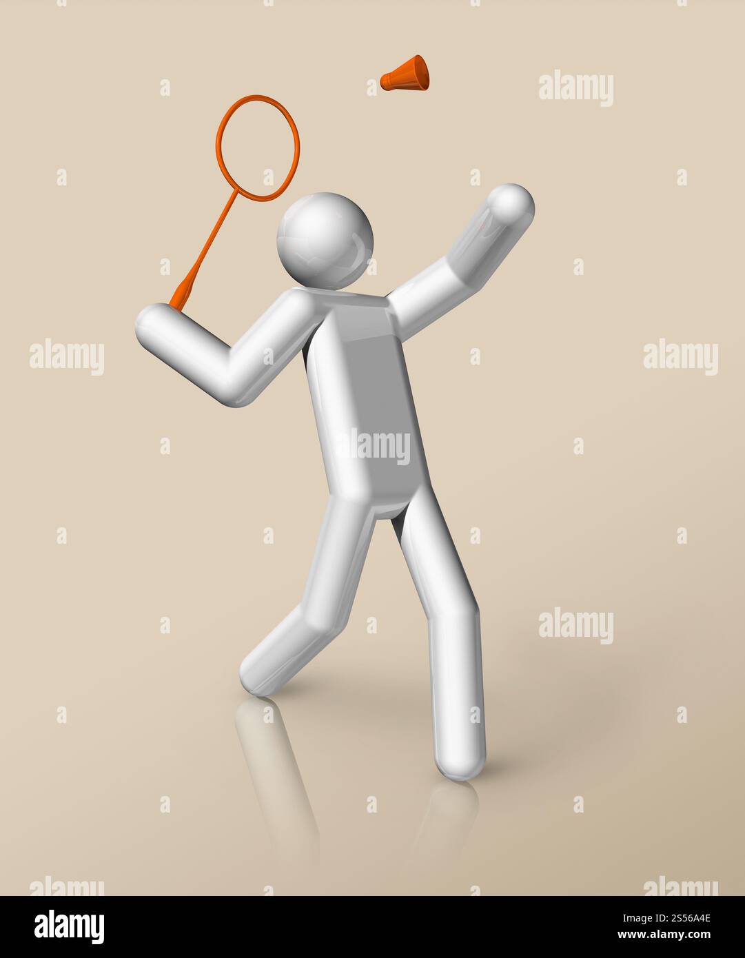 simbolo di badminton tridimensionale, sport olimpici. Illustrazione. Icona di badminton 3D, sport olimpici Foto Stock