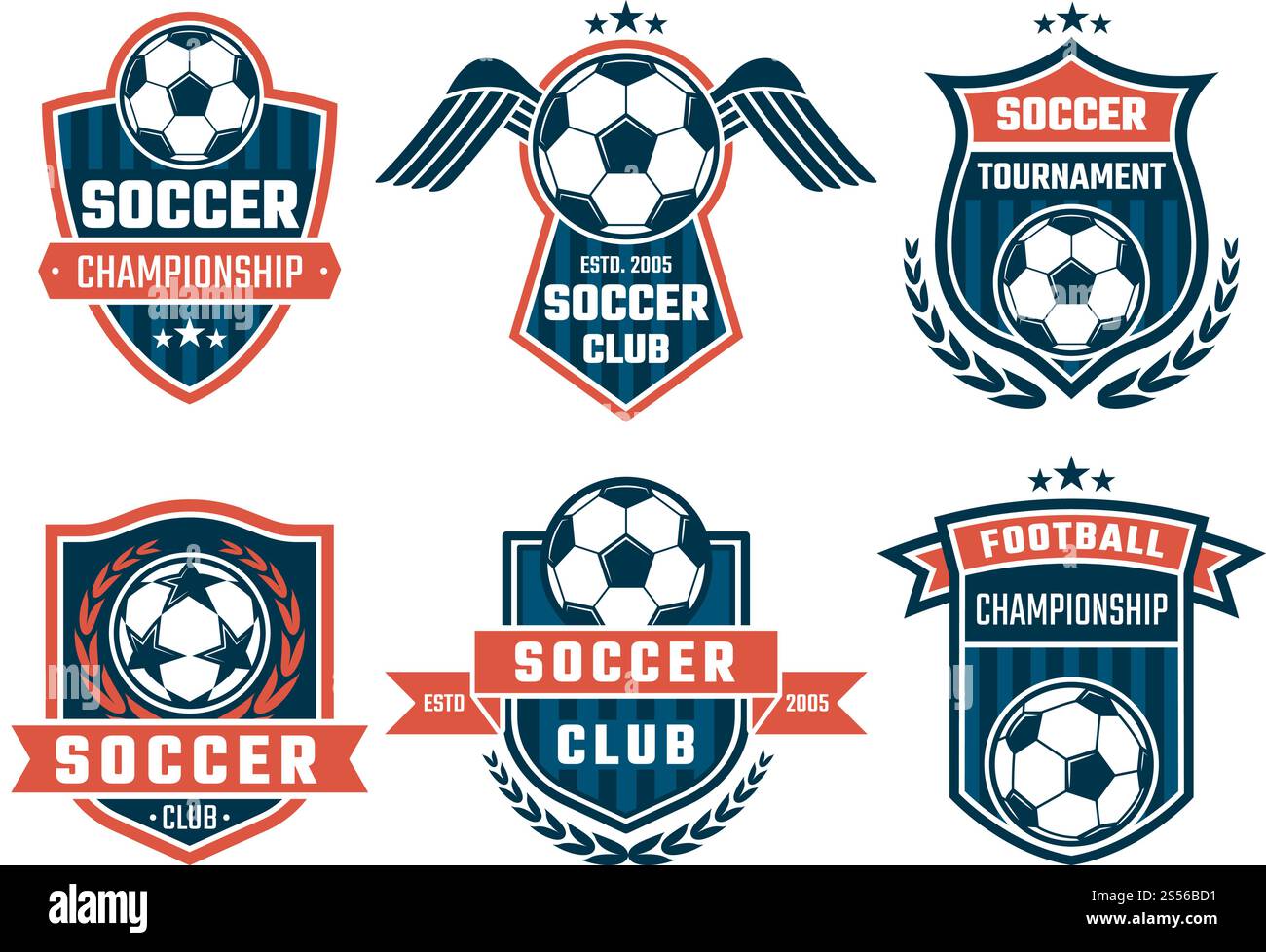 Emblema vettoriale del tema del calcio. Logo sport design banner calcio e logo illustrazione college club. Emblema vettoriale del tema del calcio. Logo Sport Illustrazione Vettoriale