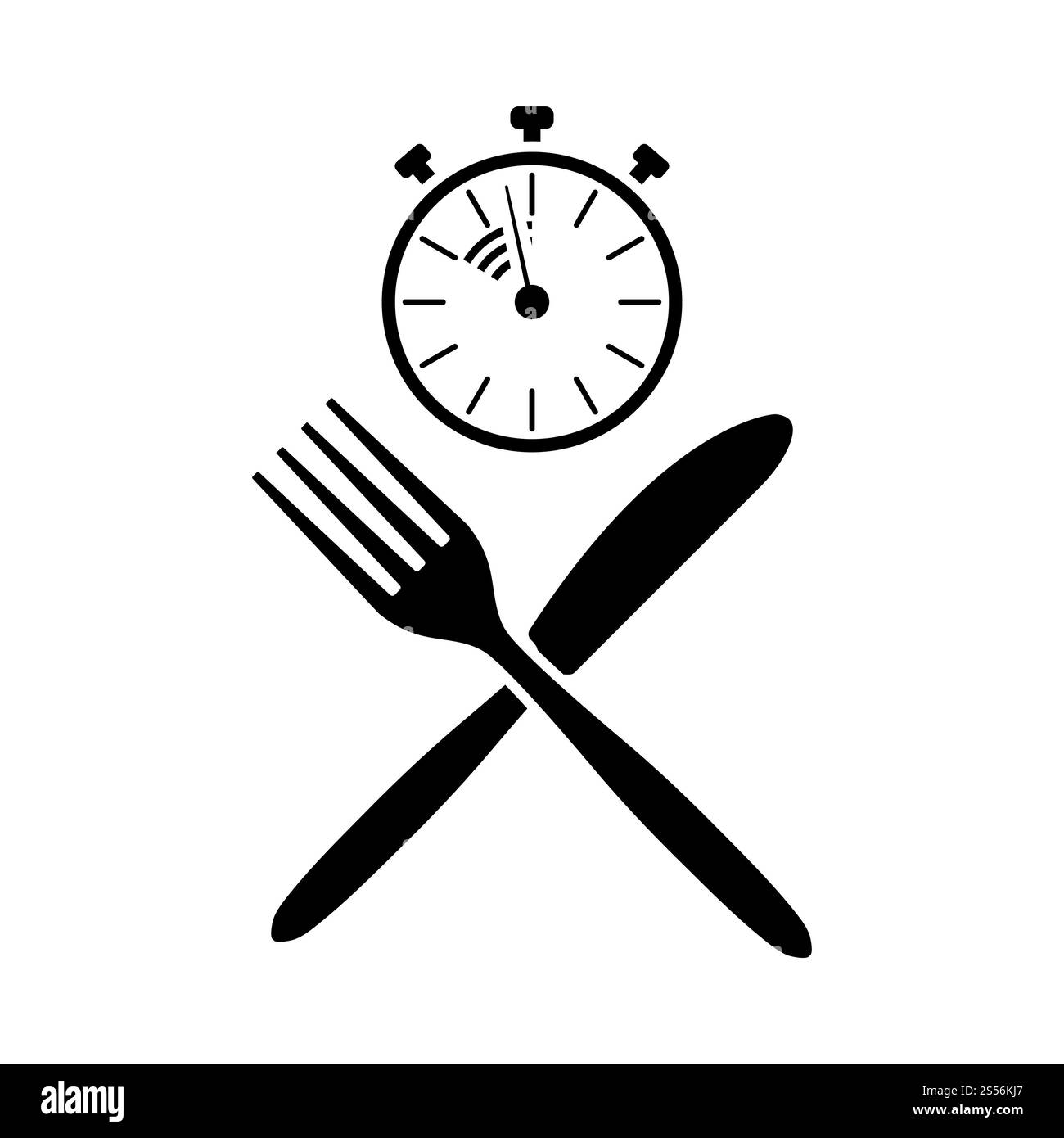 Icona del pranzo veloce. Design stencil nero. Illustrazione vettoriale. Foto Stock