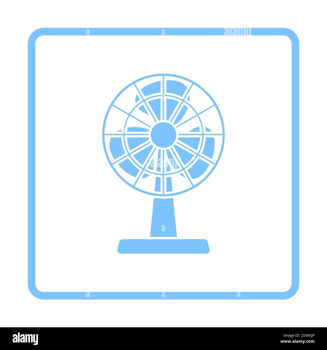 Icona della ventola elettrica. Design con cornice blu. Illustrazione vettoriale. Foto Stock