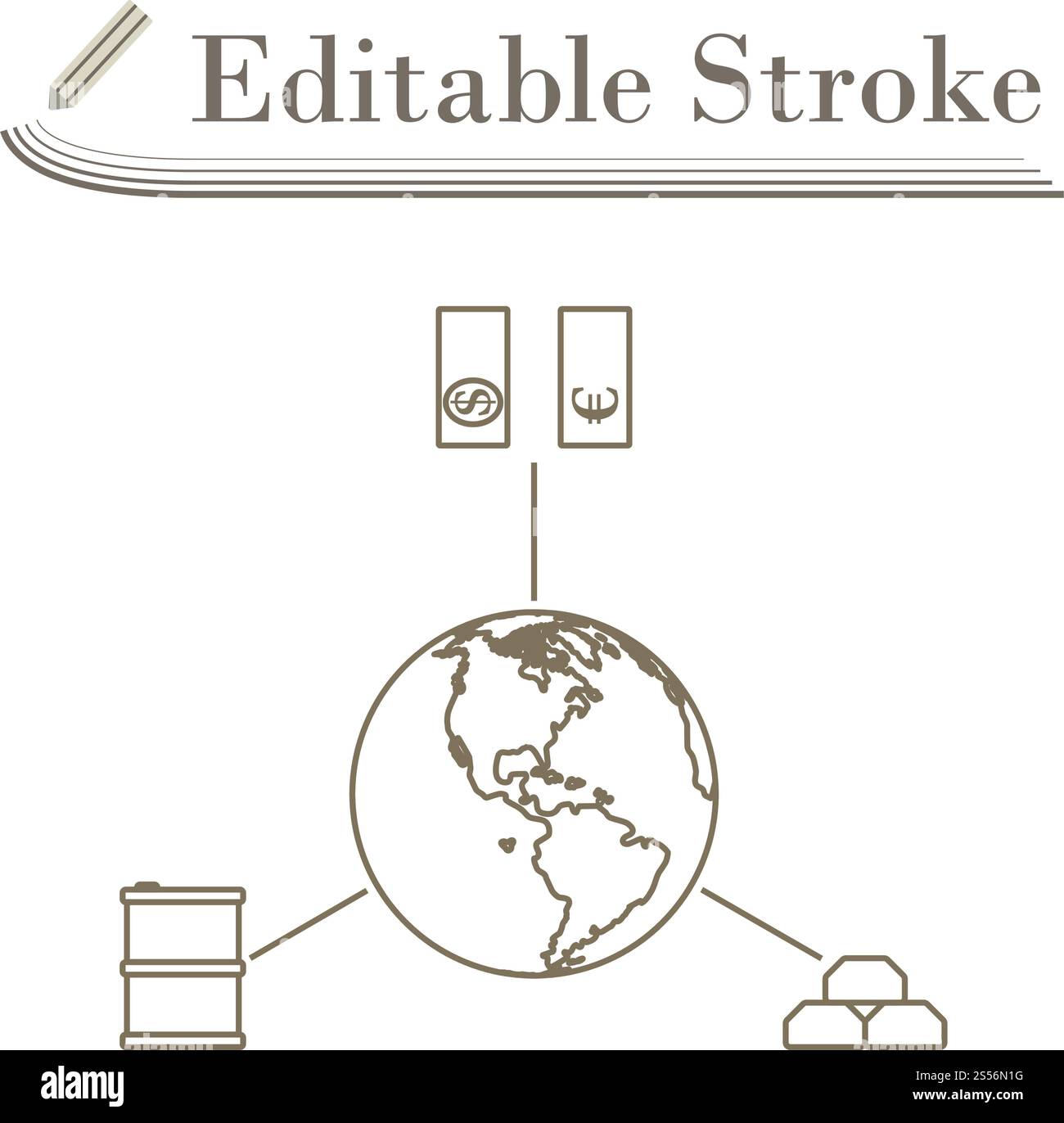 Olio, dollaro e oro con Planet concetto icona. Corsa modificabile Design semplice. Illustrazione Vettoriale. Illustrazione Vettoriale