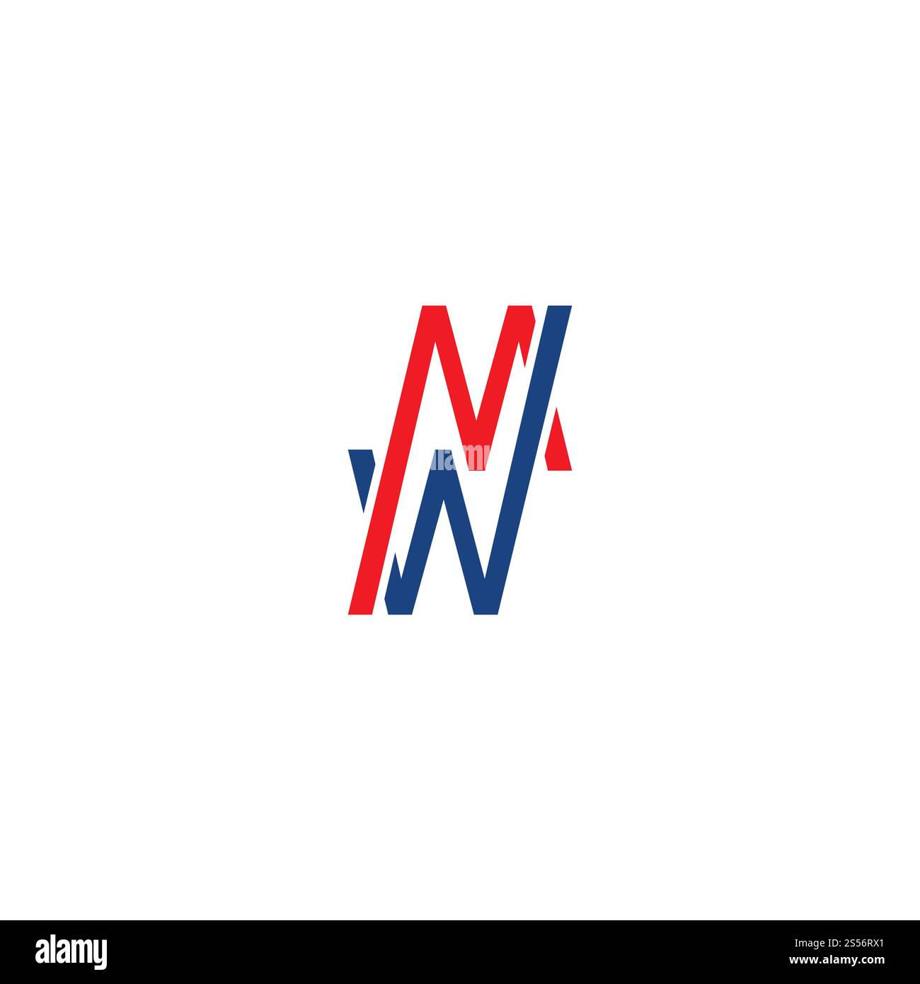 Moderno design vettoriale della lettera iniziale M, W o N carattere alfabetico Foto Stock