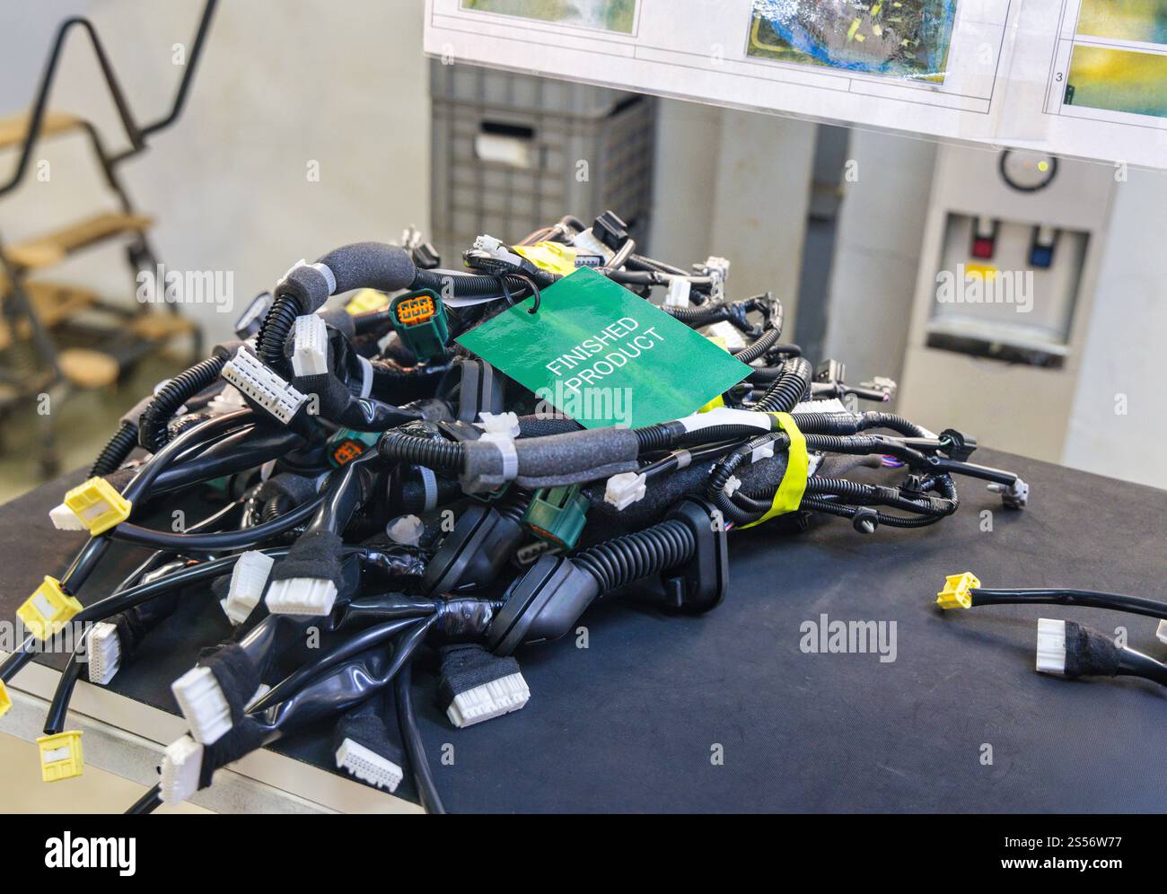 cablaggio auto fili prodotto finito , cablaggio auto pannello di fabbrica, cablaggio auto cablaggi elettrici fabbrica , Foto Stock
