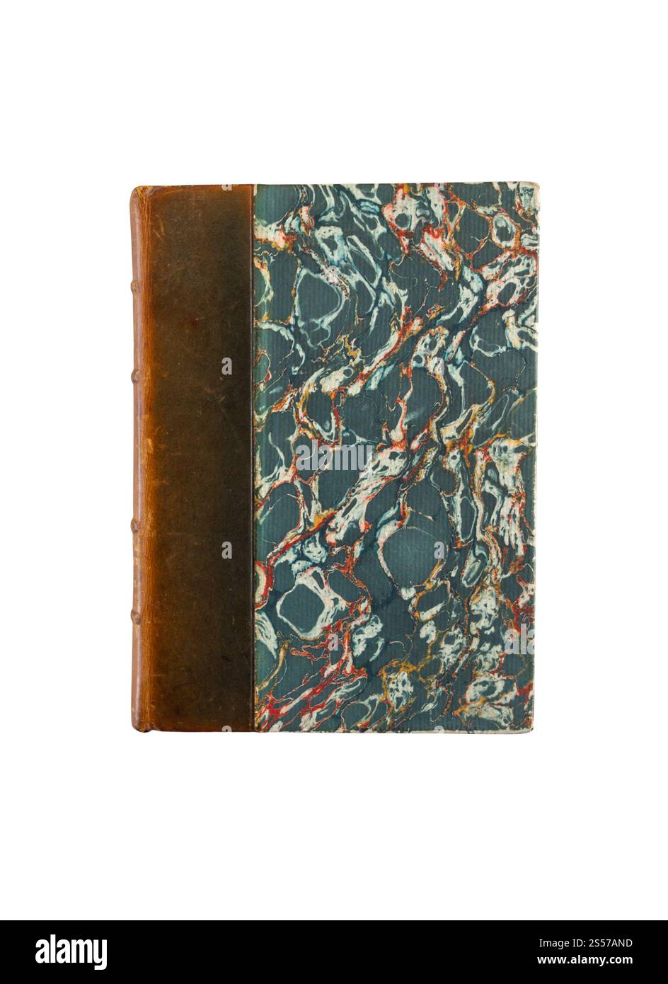 Vecchio libro vintage isolato su sfondo bianco. Vecchio libro su sfondo bianco Foto Stock