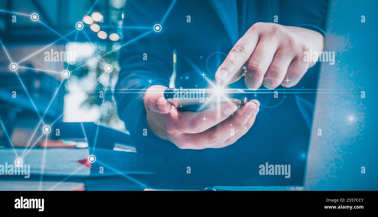 Tecnologia di comunicazione per Internet business rete mondiale globale marketing digitale concetto di tecnologia di innovazione aziendale Foto Stock