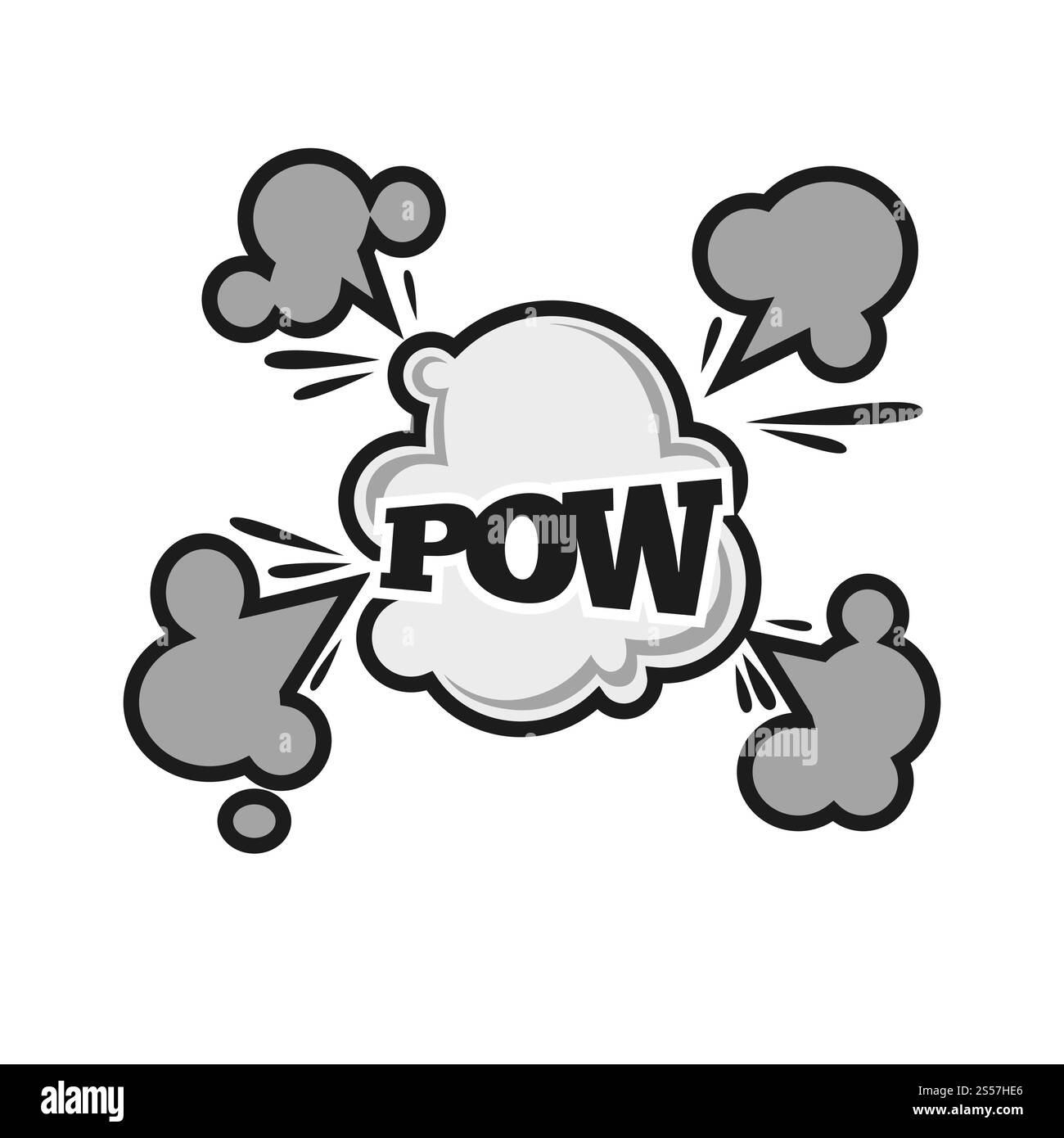 Nuvole di esplosioni sonore a bolla per fumetti o cartoni animati con esplosioni e raffiche di nuvole. Icona piatta isolata dal vettore. Icona di testo piatto del fumetto Pow fumetto con fumetto sonoro balsamo fumetto vettoriale fumetto Illustrazione Vettoriale