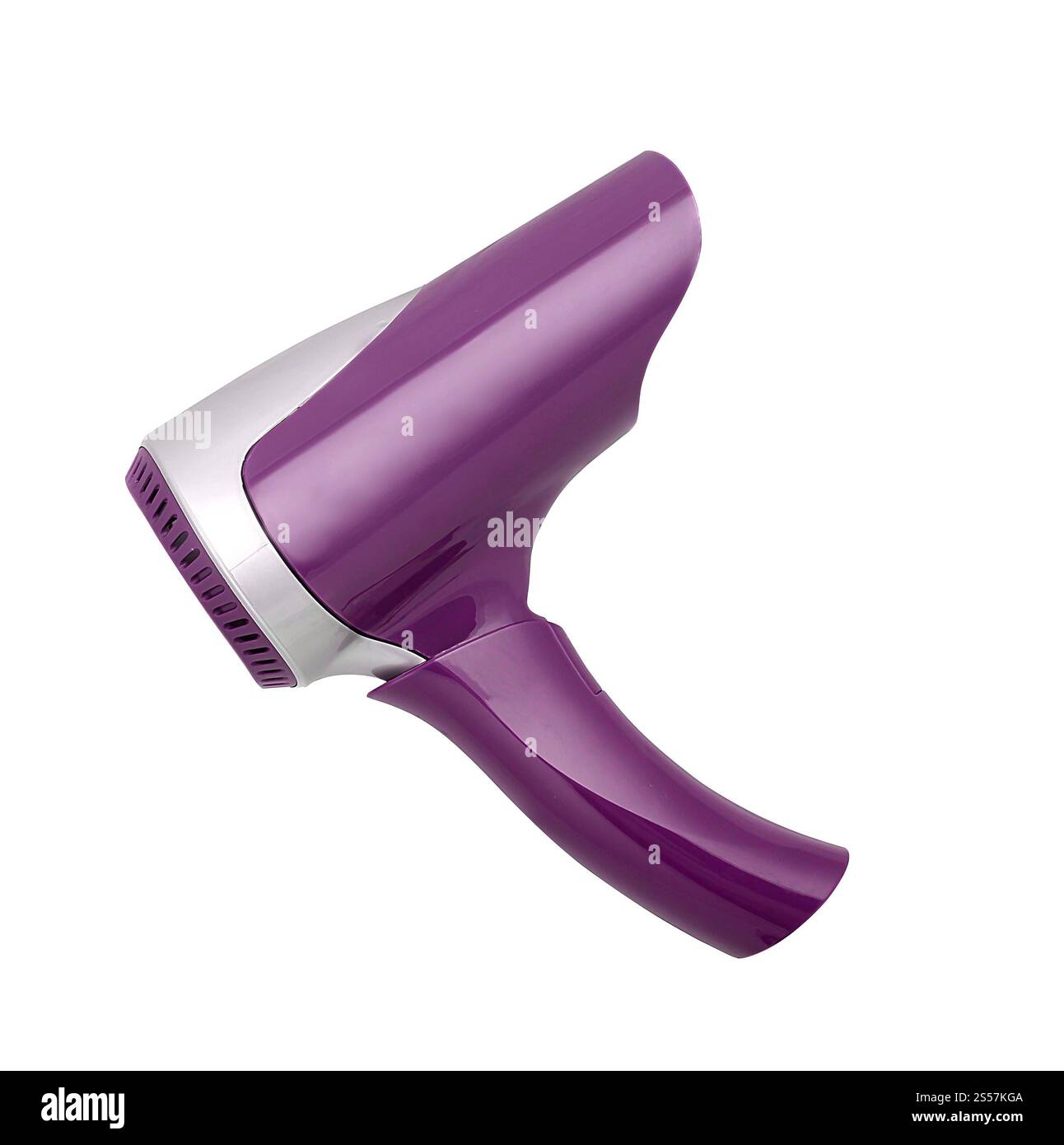 Asciugacapelli alla moda isolato su sfondo bianco. Asciugacapelli alla moda Foto Stock