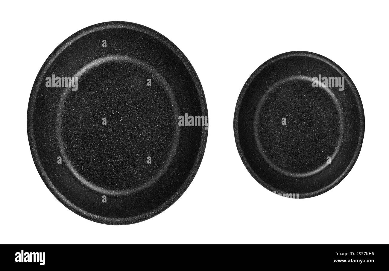 padelle da cucina isolate su sfondo bianco. padelle da cucina Foto Stock