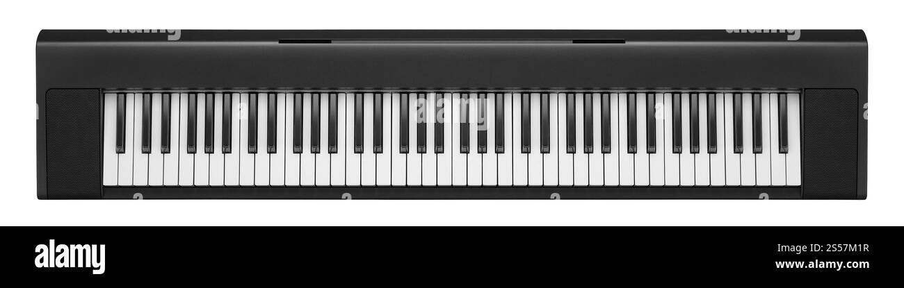 Sintetizzatore grigio scuro isolato su sfondo bianco. Sintetizzatore grigio scuro Foto Stock