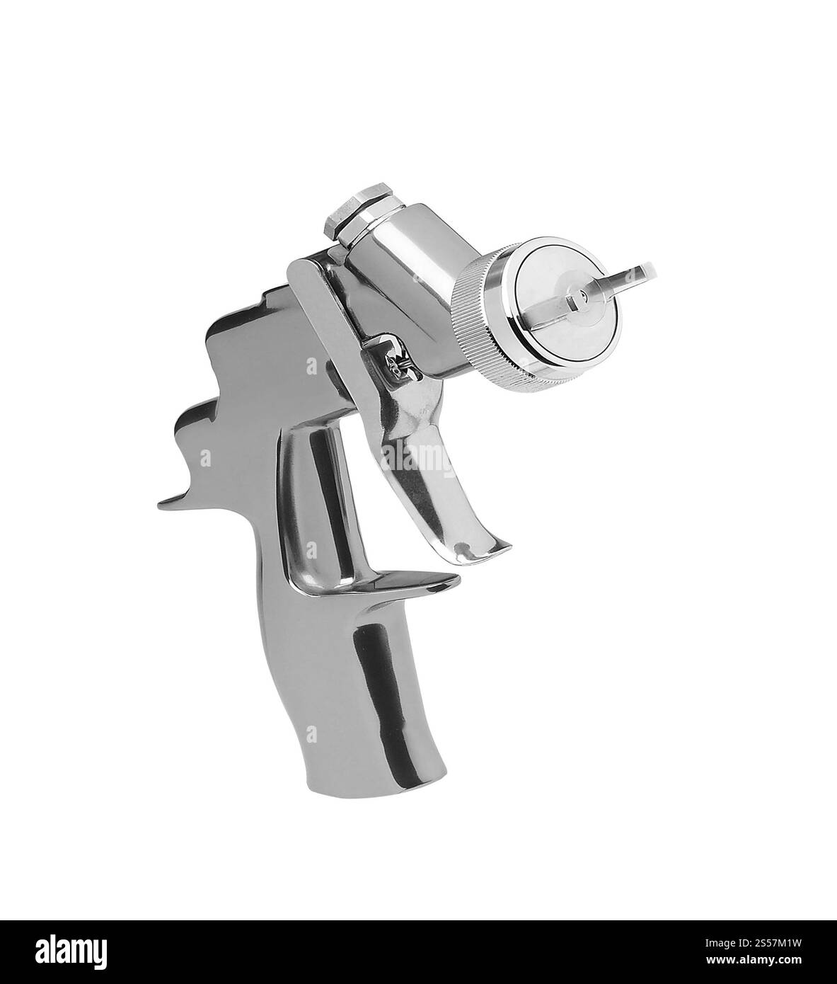 Pistola a spruzzo isolata su sfondo bianco. Pistola a spruzzo isolata su bianco Foto Stock