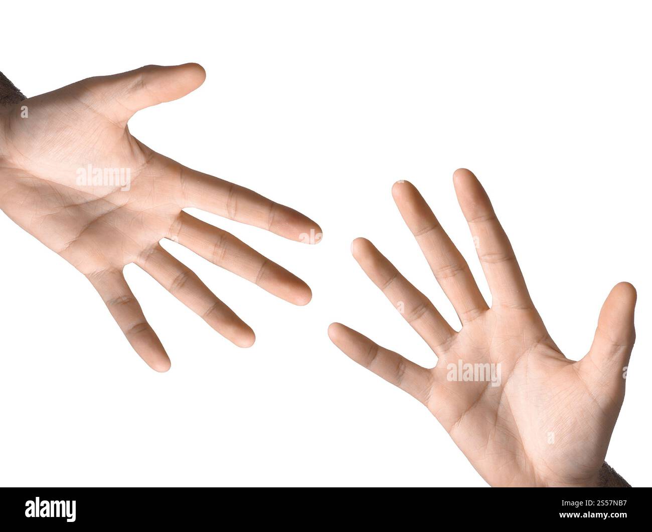 simbolo della mano isolato su sfondo bianco. simbolo della mano isolato sul bianco Foto Stock