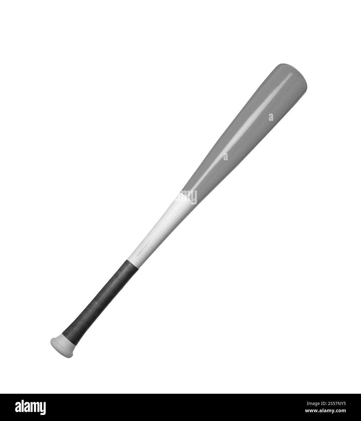 Mazza da baseball singola, isolata su sfondo bianco. Mazza da baseball singola Foto Stock