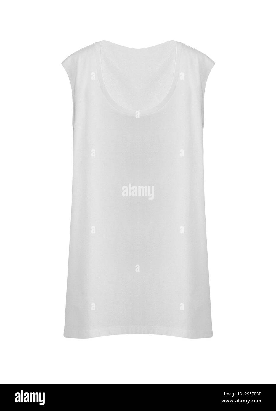 T-shirt bianca isolata su bianco. T-shirt bianca isolata Foto Stock