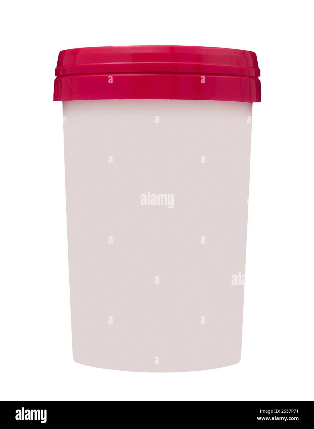 Contenitore rosso in plastica per alimenti isolato su bianco. Contenitore rosso in plastica per alimenti isolato Foto Stock