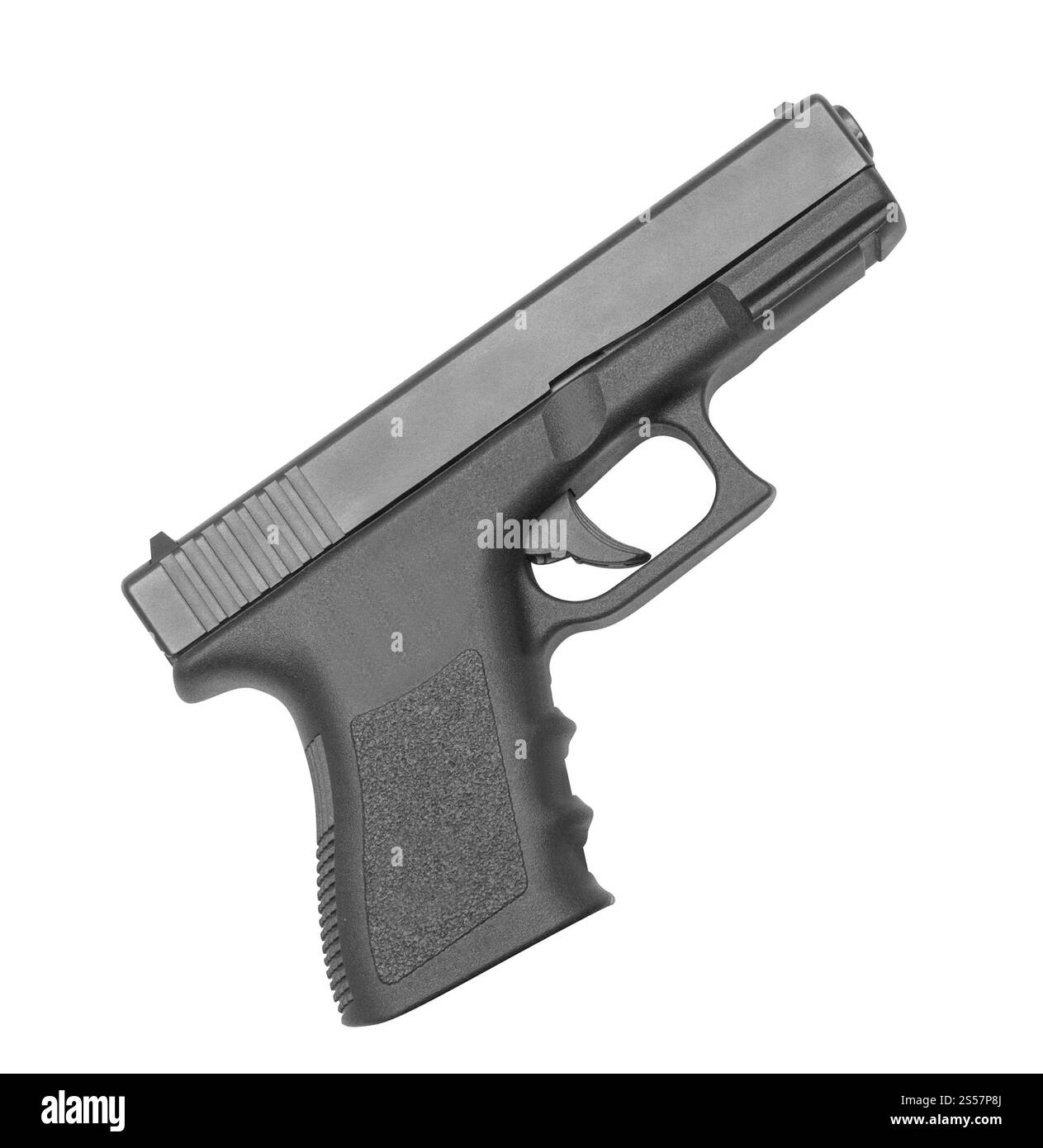 pistola manuale automatica su sfondo bianco. pistola manuale automatica Foto Stock
