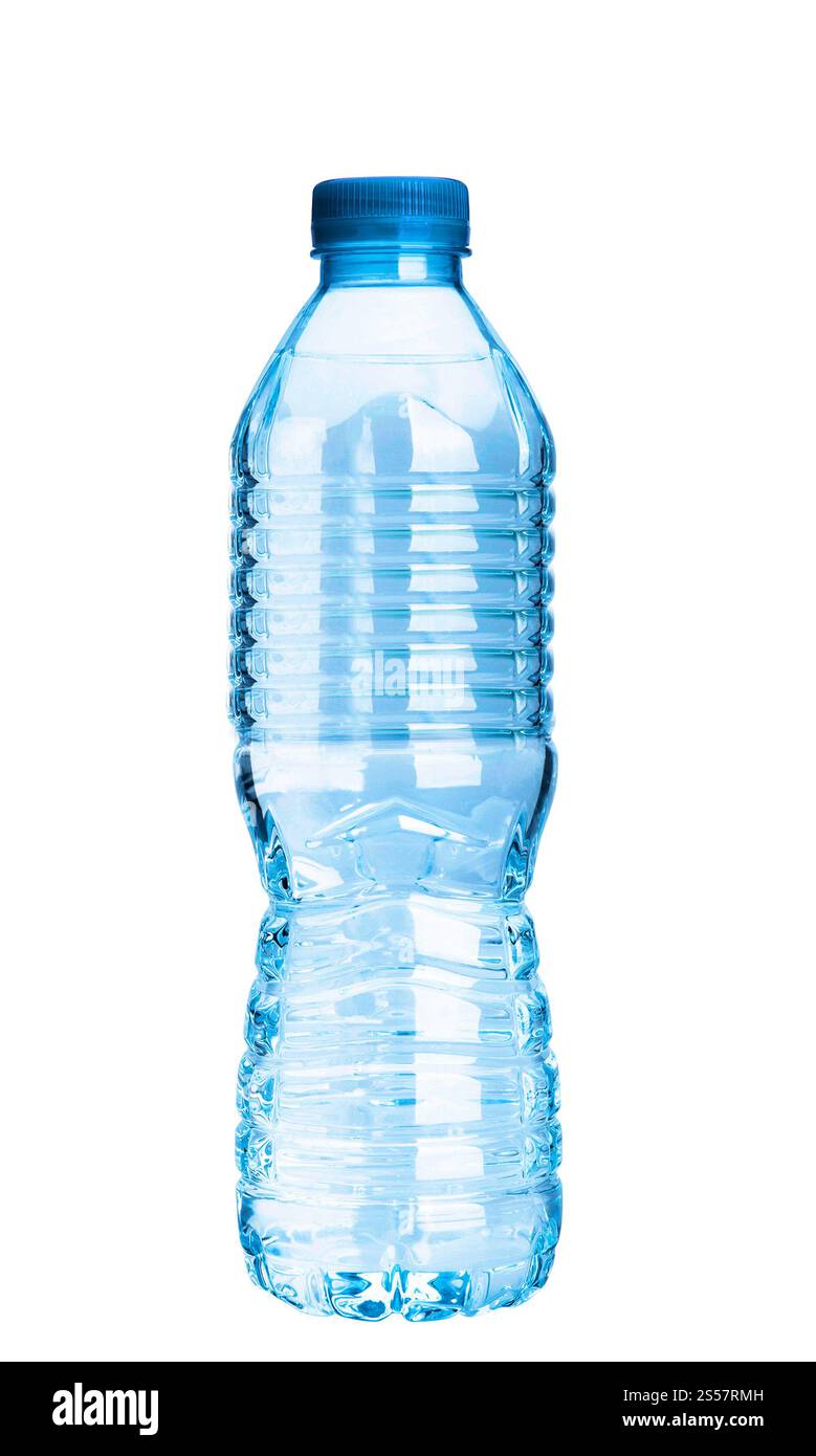 Una bottiglia d'acqua su sfondo bianco. bottiglia d'acqua Foto Stock